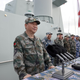 Chinese President Xi Jinping delivers a speech as he reviews a military display of Chinese People's Liberation Army (PLA) Navy in the South China Sea April 12, 2018. Picture taken April 12, 2018.